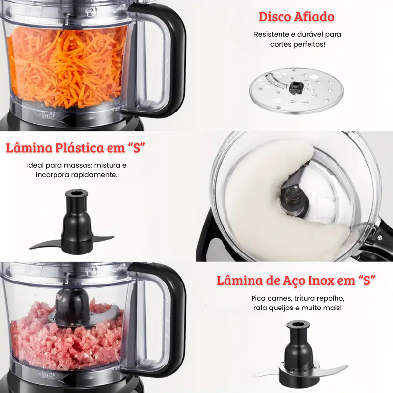 [Leve 2 Pague 1] Processador de Alimentos Multiuso PicMax 13 Funções + BRINDE: Porta Tempero Dourado 16 Potes com LED